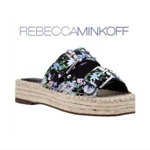 REBECCA MINKOFF | Jodi Espadrilles Sandals Black Flower Print Sz 7.5M
